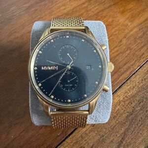 MVMT Gold Mesh Watch with Black Dial